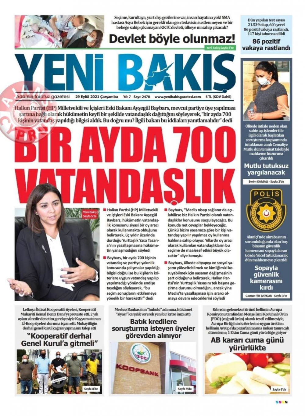 KKTC'de Gazeteler Bugün Ne Manşet Attı? (29 Eylül 2021) galerisi resim 7