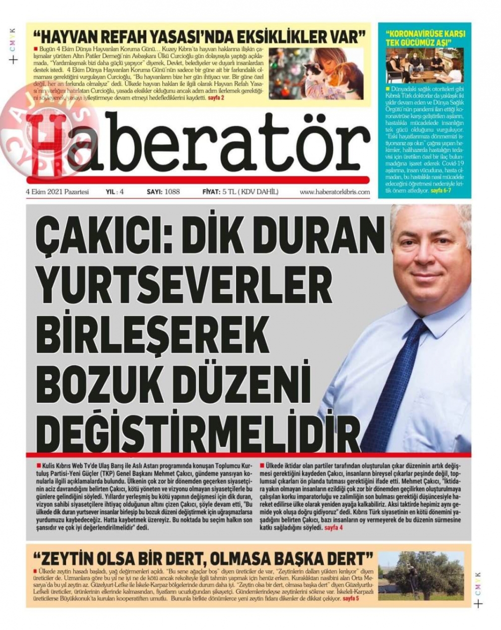 KKTC'de Gazeteler Bugün Ne Manşet Attı? (4 Ekim 2021) galerisi resim 7