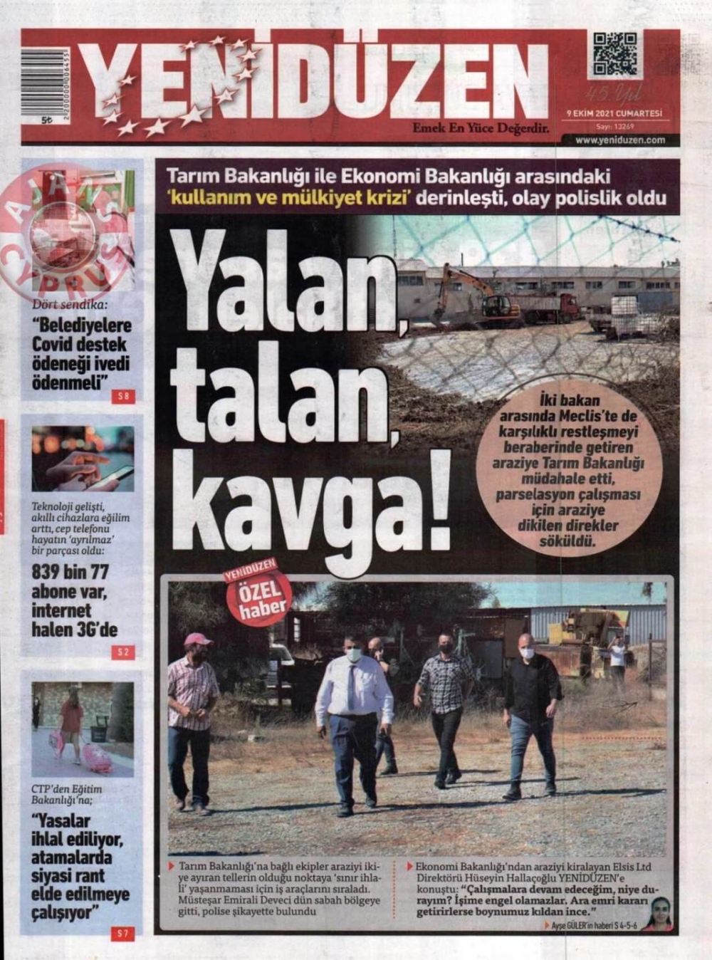 KKTC'de Gazeteler Bugün Ne Manşet Attı? (9 Ekim 2021) galerisi resim 1