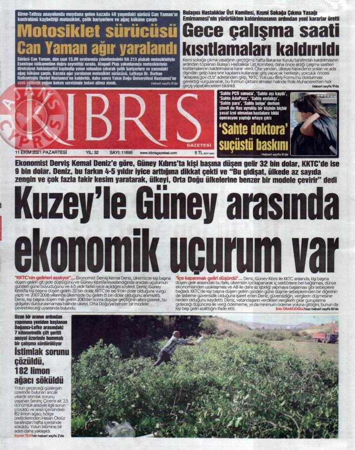 KKTC'de Gazeteler Bugün Ne Manşet Attı? (11 Ekim 2021) galerisi resim 1