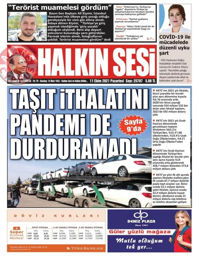 KKTC'de Gazeteler Bugün Ne Manşet Attı? (11 Ekim 2021) galerisi resim 2