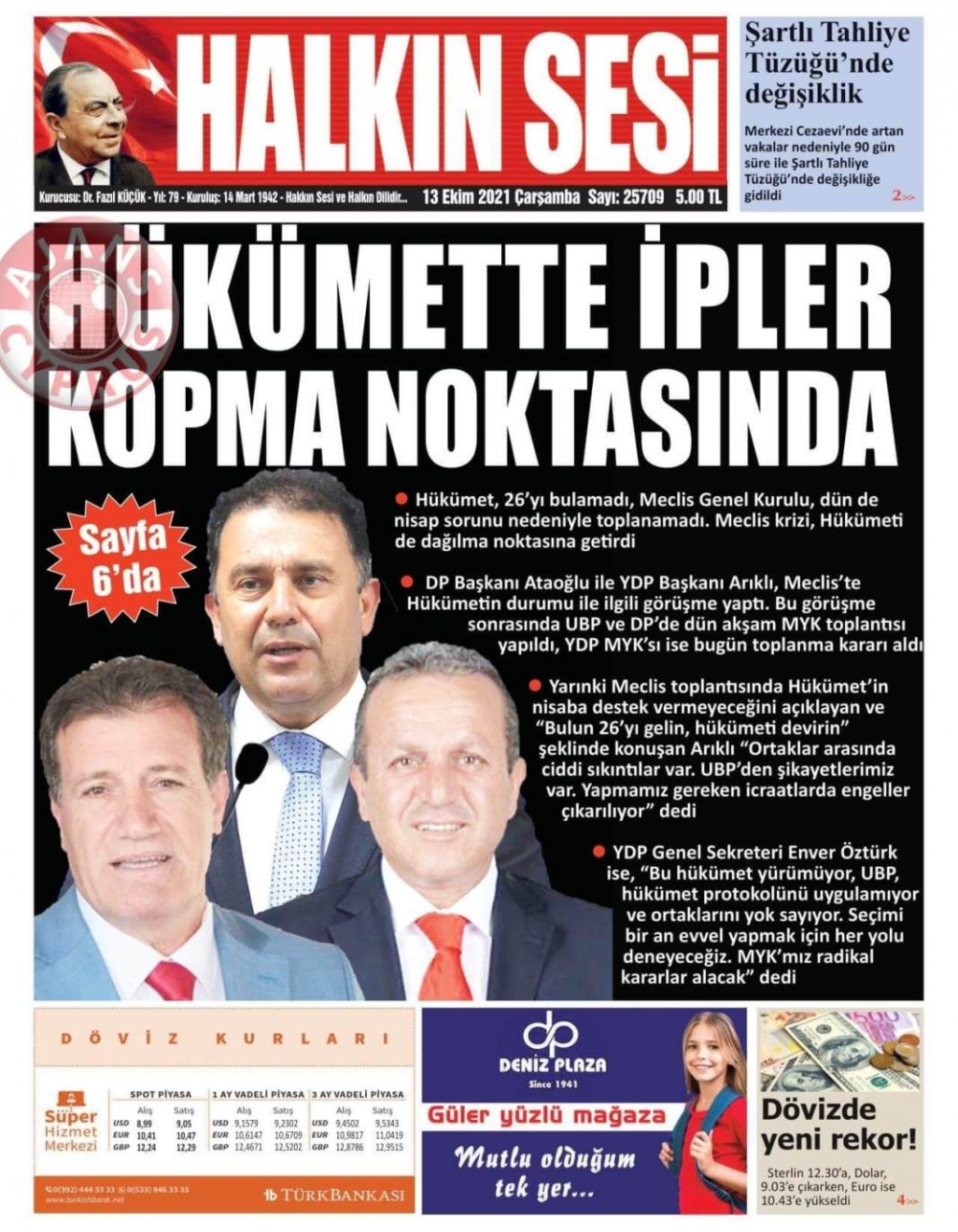 KKTC'de Gazeteler Bugün Ne Manşet Attı? (13 Ekim 2021) galerisi resim 2