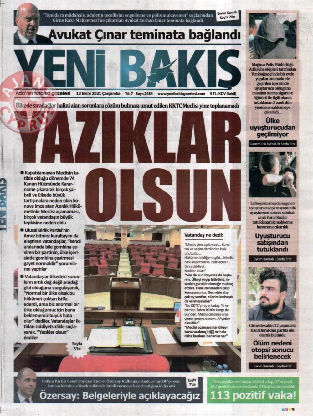 KKTC'de Gazeteler Bugün Ne Manşet Attı? (13 Ekim 2021) galerisi resim 4