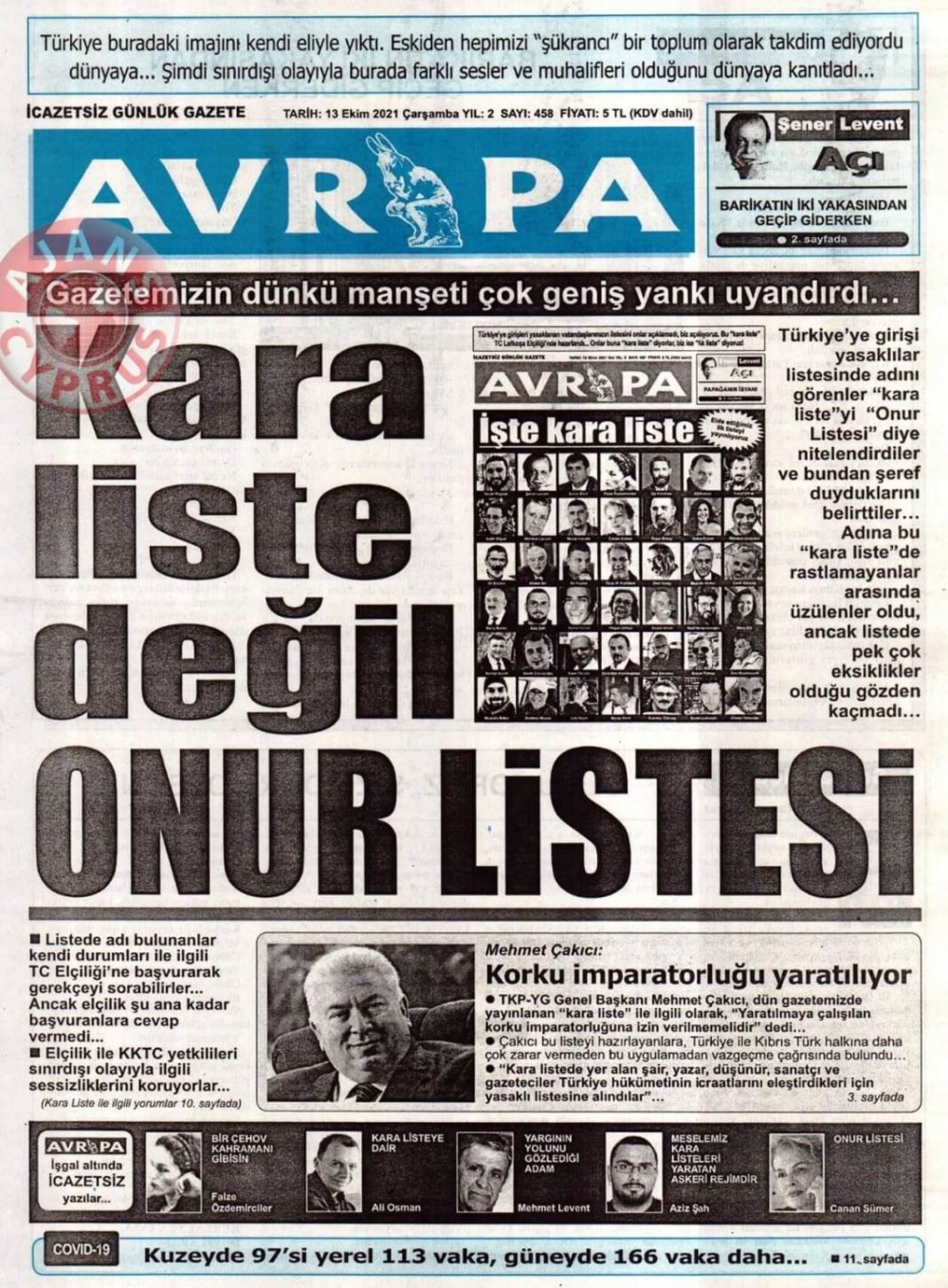 KKTC'de Gazeteler Bugün Ne Manşet Attı? (13 Ekim 2021) galerisi resim 6