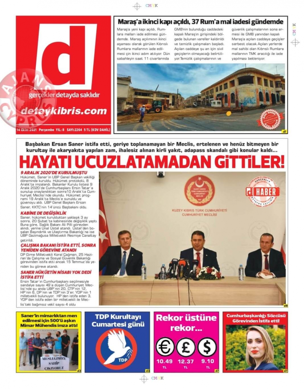 KKTC'de Gazeteler Bugün Ne Manşet Attı? (14 Ekim 2021) galerisi resim 5
