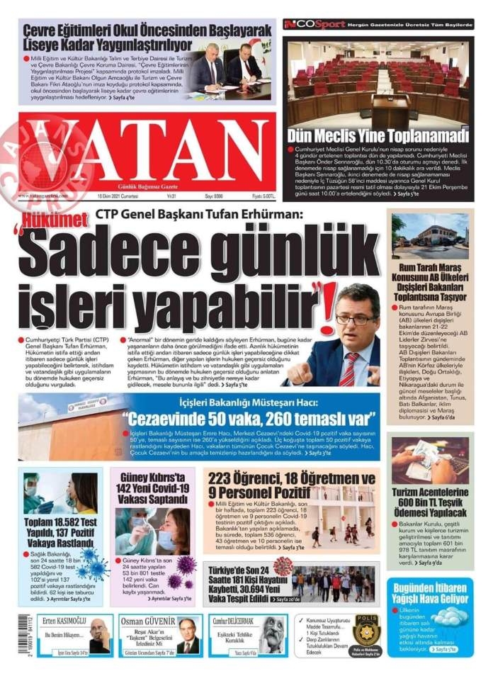 KKTC'de Gazeteler Bugün Ne Manşet Attı? (16 Ekim 2021) galerisi resim 5