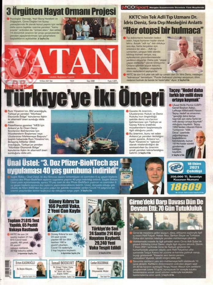 KKTC'de Gazeteler Bugün Ne Manşet Attı? (19 Ekim 2021) galerisi resim 7