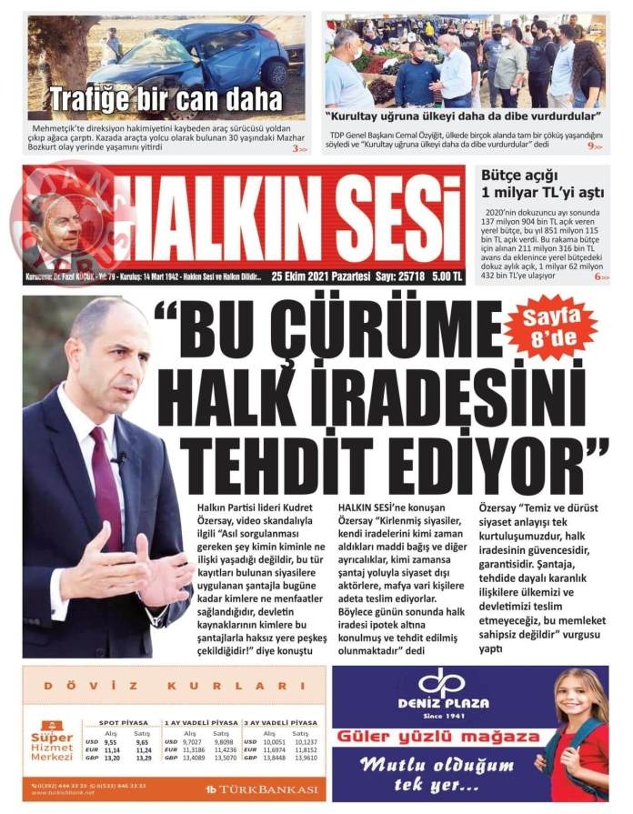 KKTC'de Gazeteler Bugün Ne Manşet Attı? (25 Ekim 2021) galerisi resim 1