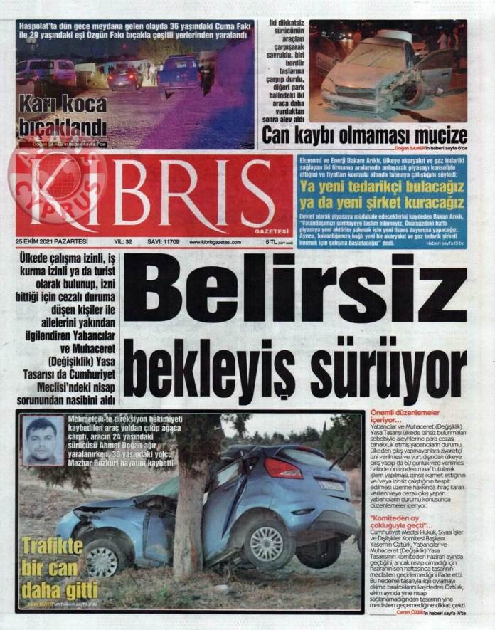 KKTC'de Gazeteler Bugün Ne Manşet Attı? (25 Ekim 2021) galerisi resim 2