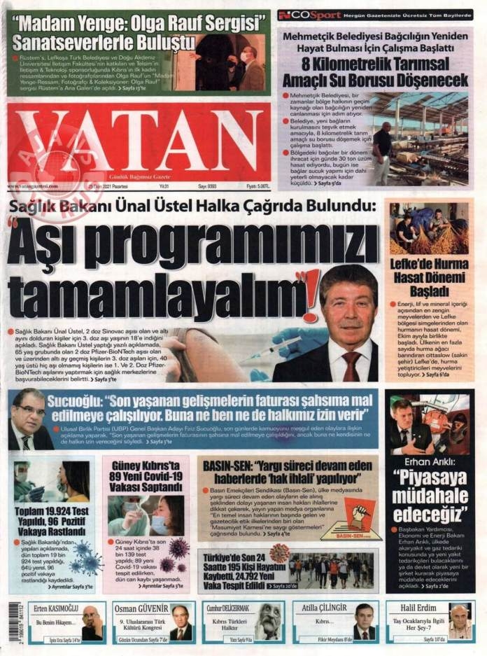 KKTC'de Gazeteler Bugün Ne Manşet Attı? (25 Ekim 2021) galerisi resim 3