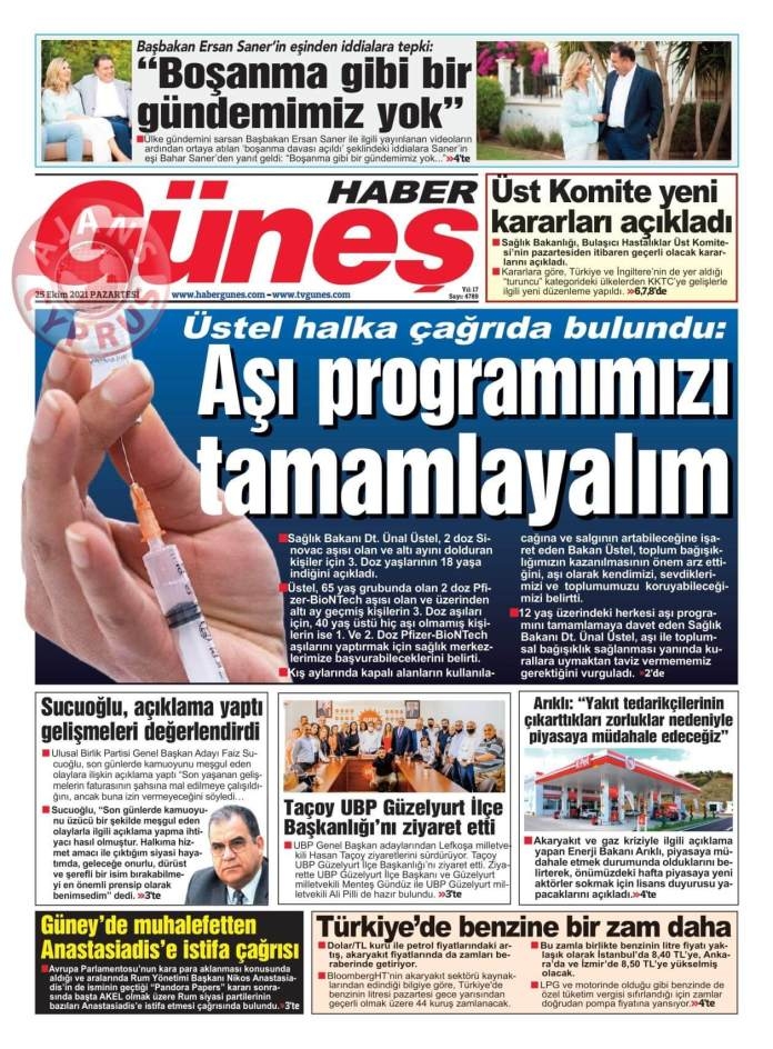 KKTC'de Gazeteler Bugün Ne Manşet Attı? (25 Ekim 2021) galerisi resim 6