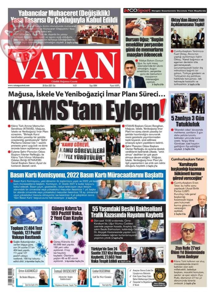 KKTC'de Gazeteler Bugün Ne Manşet Attı? (26 Ekim 2021) galerisi resim 6