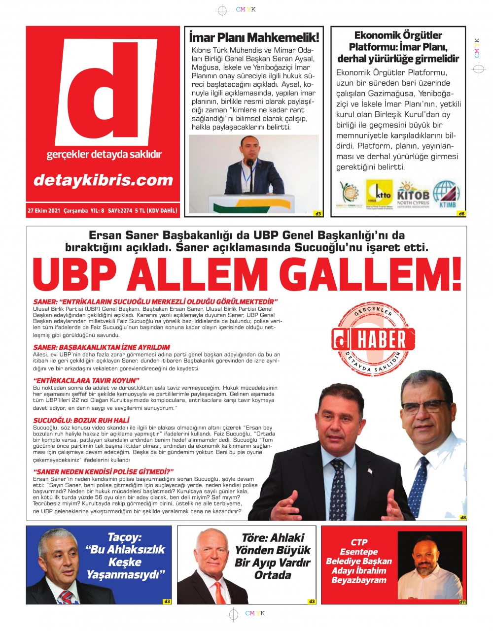 KKTC'de Gazeteler Bugün Ne Manşet Attı? (27 Ekim 2021) galerisi resim 9