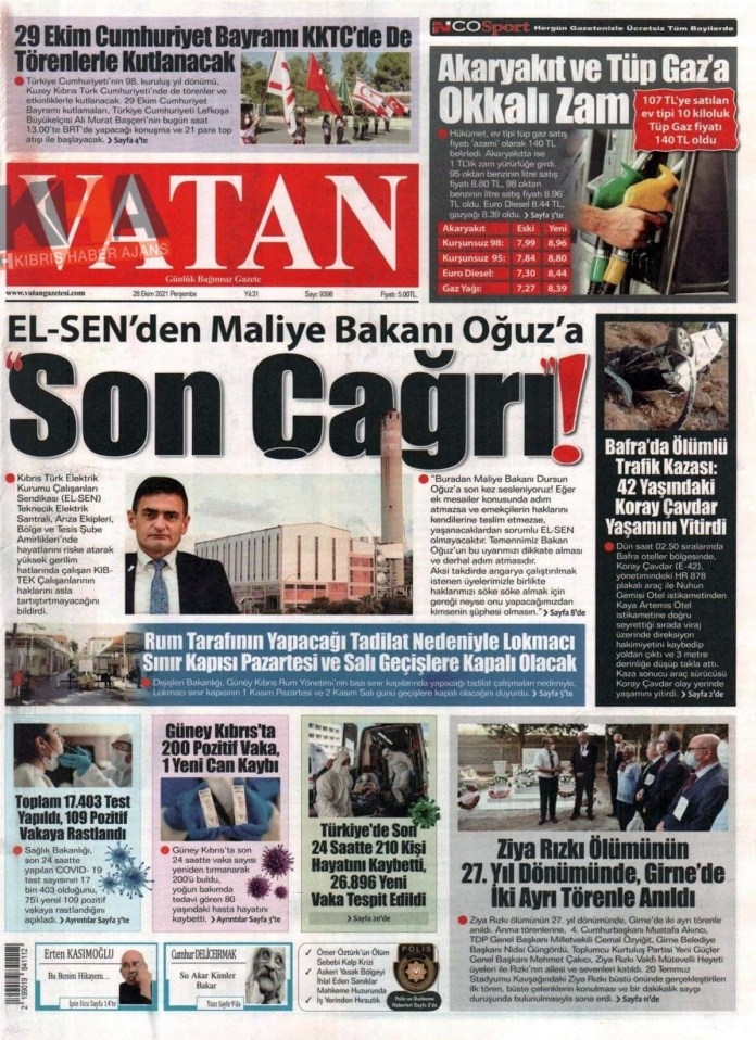 KKTC'de Gazeteler Bugün Ne Manşet Attı? (28 Ekim 2021) galerisi resim 6