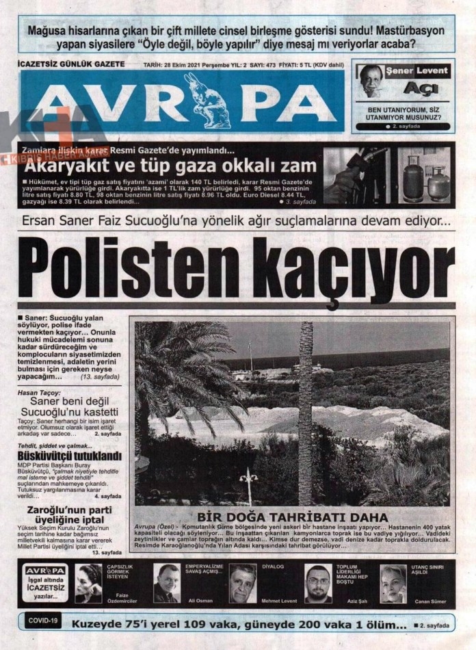 KKTC'de Gazeteler Bugün Ne Manşet Attı? (28 Ekim 2021) galerisi resim 8