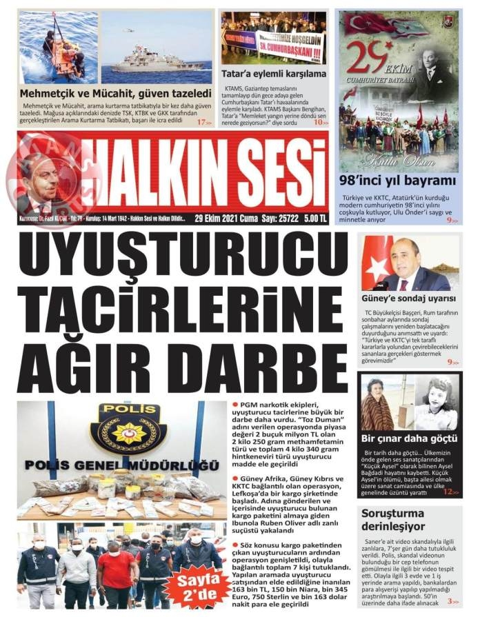 KKTC'de Gazeteler Bugün Ne Manşet Attı? (29 Ekim 2021) galerisi resim 1
