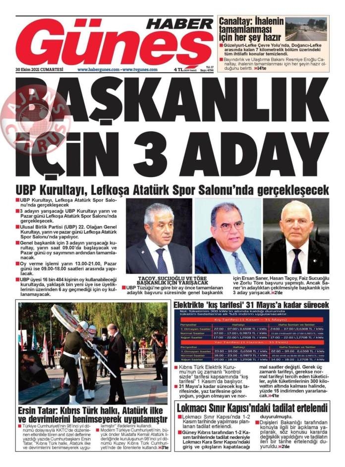 KKTC'de Gazeteler Bugün Ne Manşet Attı? (30 Ekim 2021) galerisi resim 1