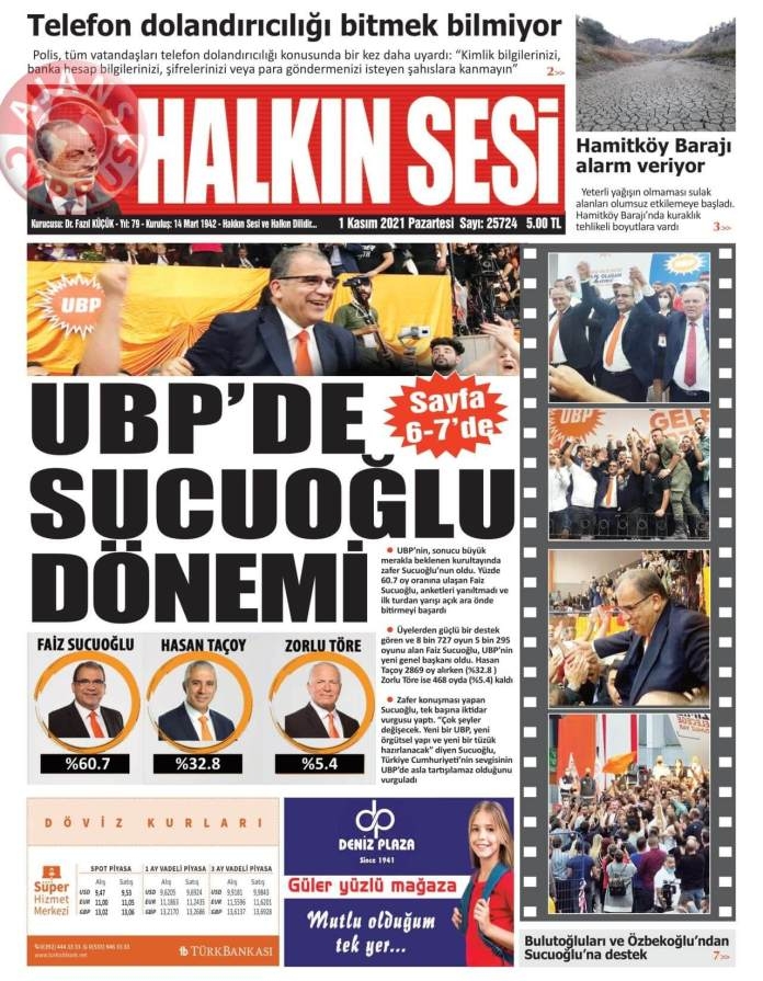 KKTC'de Gazeteler Bugün Ne Manşet Attı? (1 Kasım 2021) galerisi resim 1