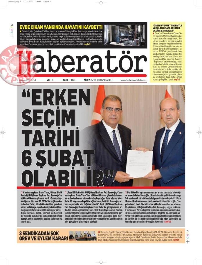 KKTC'de Gazeteler Bugün Ne Manşet Attı? (2 Kasım 2021) galerisi resim 10