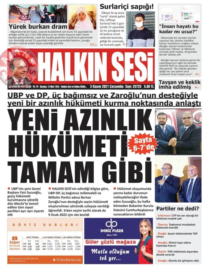 KKTC'de Gazeteler Bugün Ne Manşet Attı? (3 Kasım 2021) galerisi resim 1