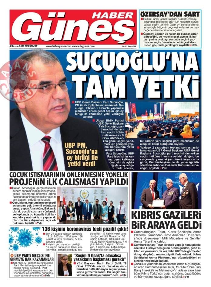 KKTC'de Gazeteler Bugün Ne Manşet Attı? (4 Kasım 2021) galerisi resim 7