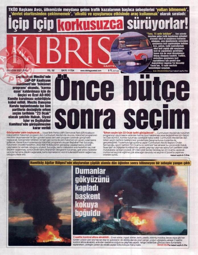 KKTC'de Gazeteler Bugün Ne Manşet Attı? (9 Kasım 2021) galerisi resim 1