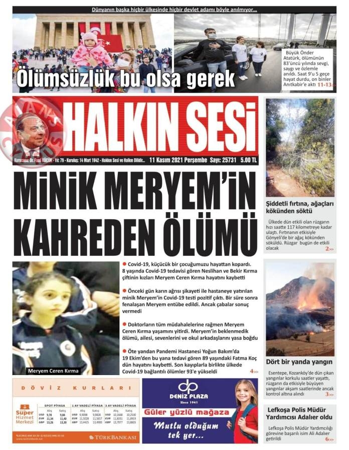 KKTC'de Gazeteler Bugün Ne Manşet Attı? (11 Kasım 2021) galerisi resim 1