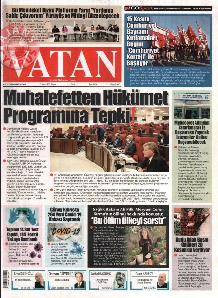 KKTC'de Gazeteler Bugün Ne Manşet Attı? (12 Kasım 2021) galerisi resim 7