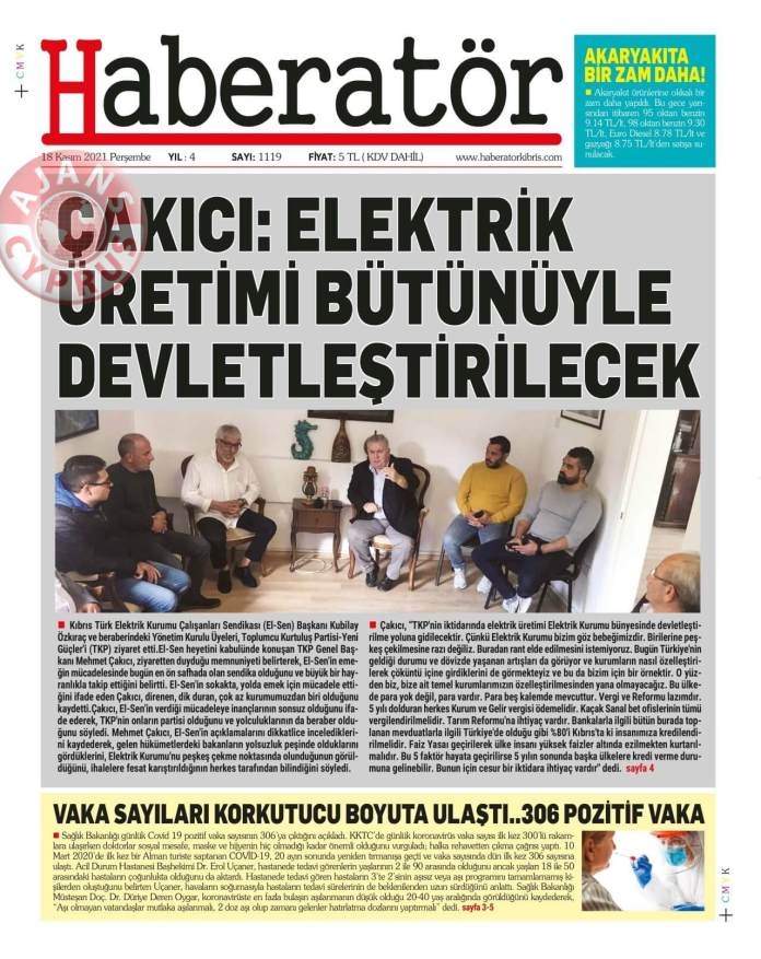KKTC'de Gazeteler Bugün Ne Manşet Attı? (18 Kasım 2021) galerisi resim 1