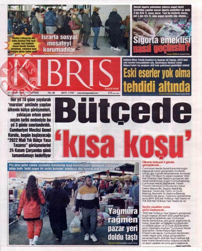 KKTC'de Gazeteler Bugün Ne Manşet Attı? (22 Kasım 2021) galerisi resim 1