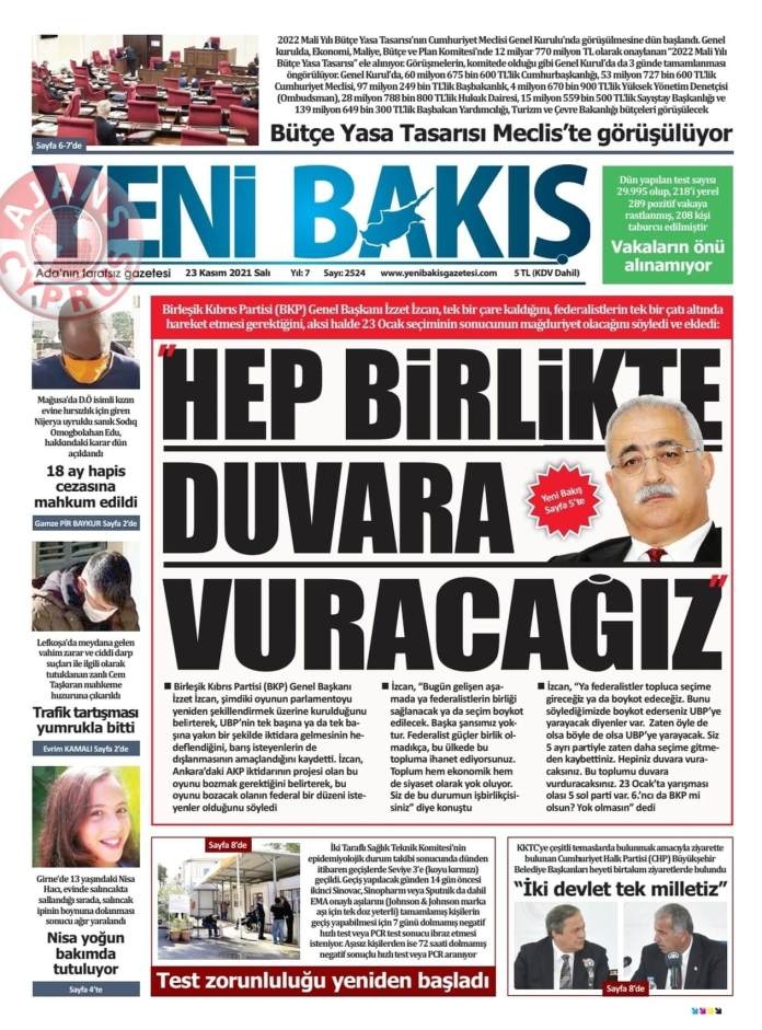 KKTC'de Gazeteler Bugün Ne Manşet Attı? (23 Kasım 2021) galerisi resim 4