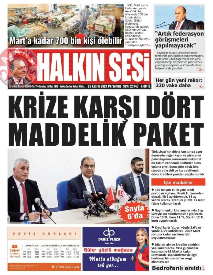 KKTC'de Gazeteler Bugün Ne Manşet Attı? (25 Kasım 2021) galerisi resim 1