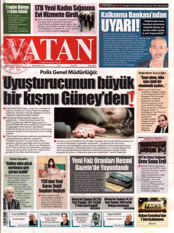 KKTC'de Gazeteler Bugün Ne Manşet Attı? (26 Kasım 2021) galerisi resim 4