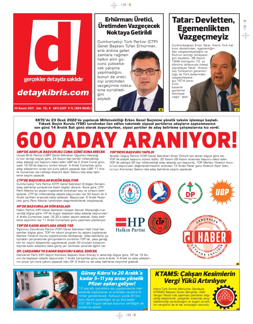 KKTC'de Gazeteler Bugün Ne Manşet Attı? (30 Kasım 2021) galerisi resim 10