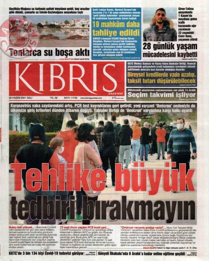 KKTC'de Gazeteler Bugün Ne Manşet Attı? (30 Kasım 2021) galerisi resim 3