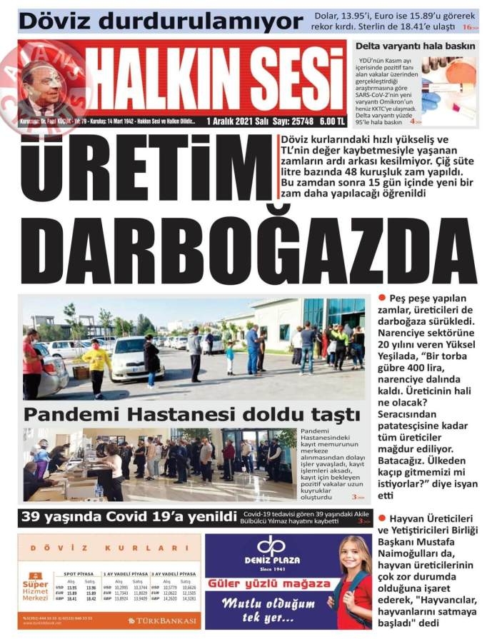 KKTC'de Gazeteler Bugün Ne Manşet Attı? (1 Aralık 2021) galerisi resim 1