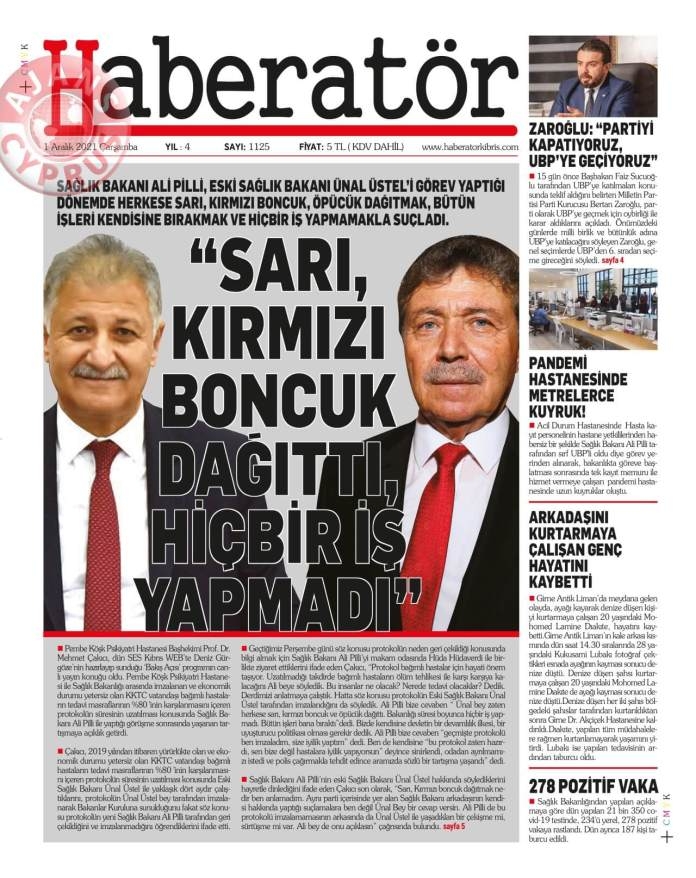 KKTC'de Gazeteler Bugün Ne Manşet Attı? (1 Aralık 2021) galerisi resim 9