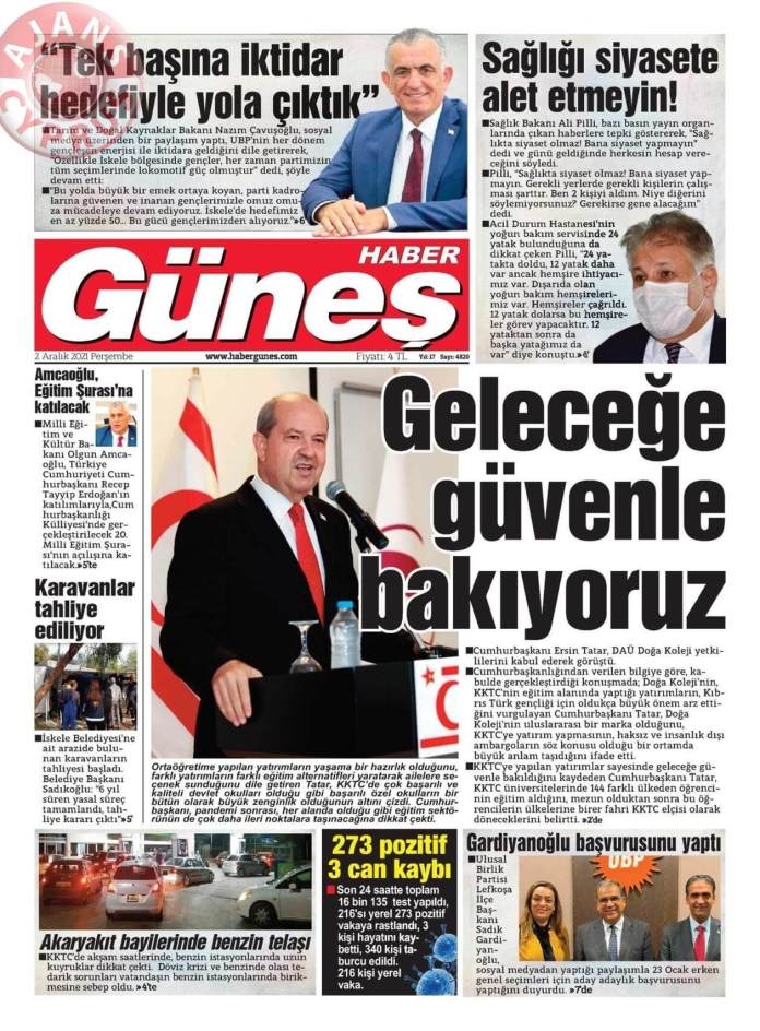 KKTC'de Gazeteler Bugün Ne Manşet Attı? (2 Aralık 2021) galerisi resim 9