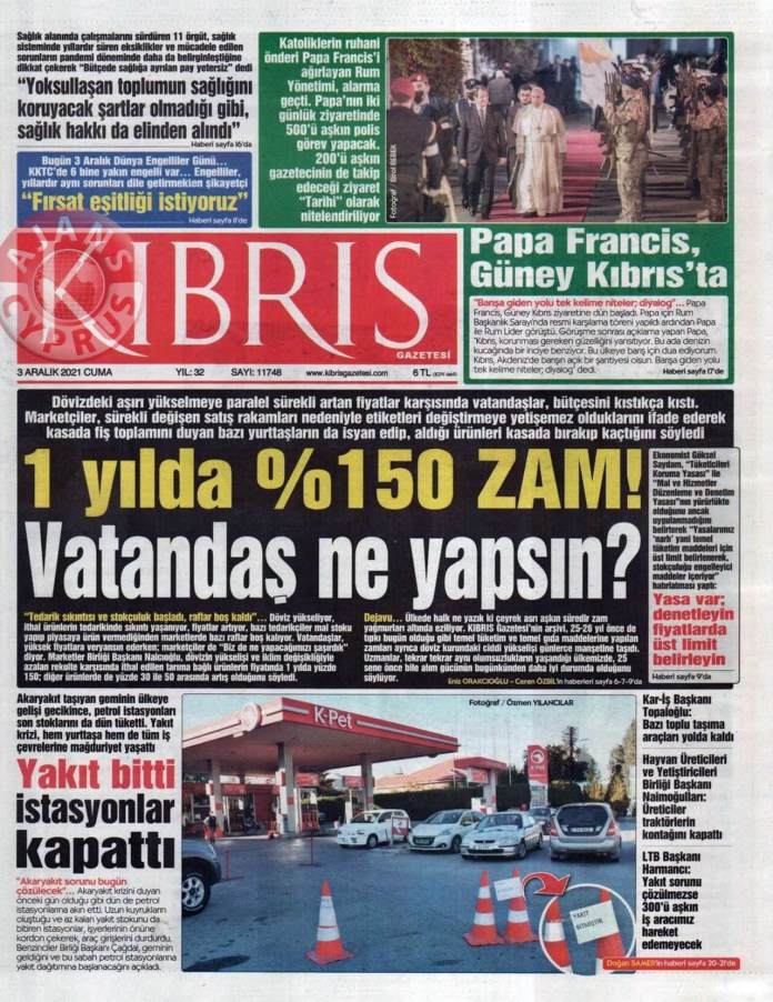 KKTC'de Gazeteler Bugün Ne Manşet Attı? (3 Aralık 2021) galerisi resim 1