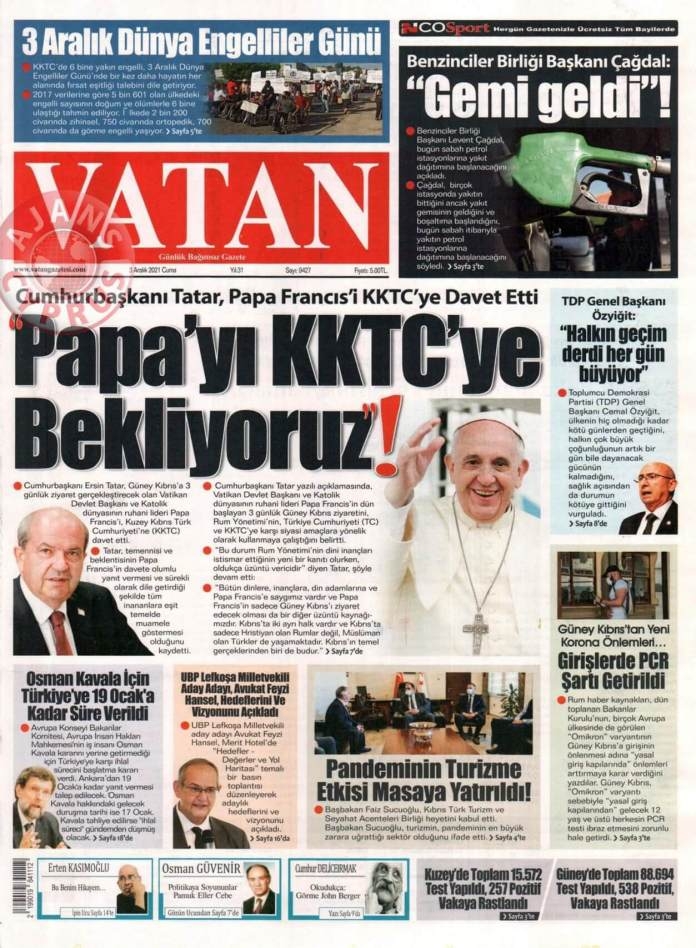 KKTC'de Gazeteler Bugün Ne Manşet Attı? (3 Aralık 2021) galerisi resim 2