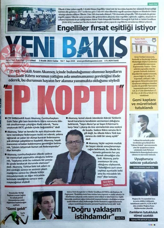 KKTC'de Gazeteler Bugün Ne Manşet Attı? (3 Aralık 2021) galerisi resim 3