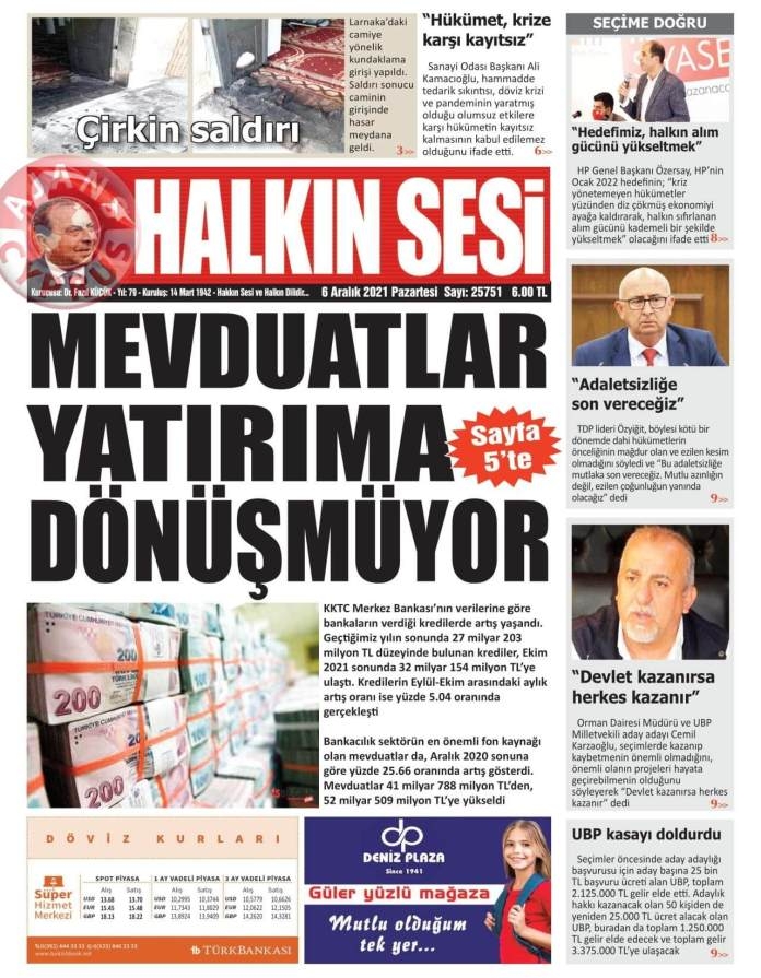 KKTC'de Gazeteler Bugün Ne Manşet Attı? (6 Aralık 2021) galerisi resim 1