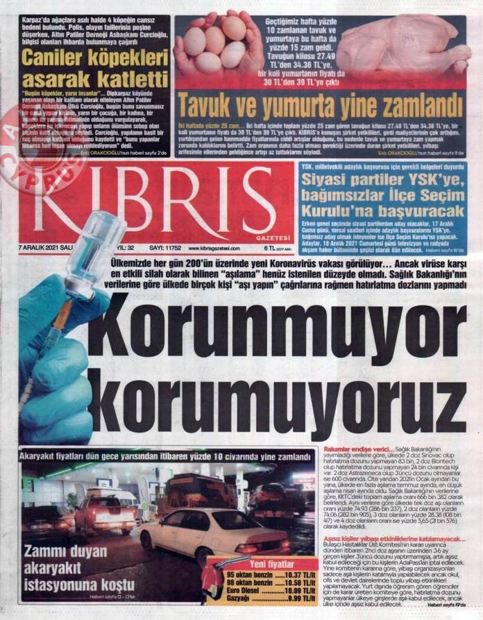 KKTC'de Gazeteler Bugün Ne Manşet Attı? (7 Aralık 2021) galerisi resim 2