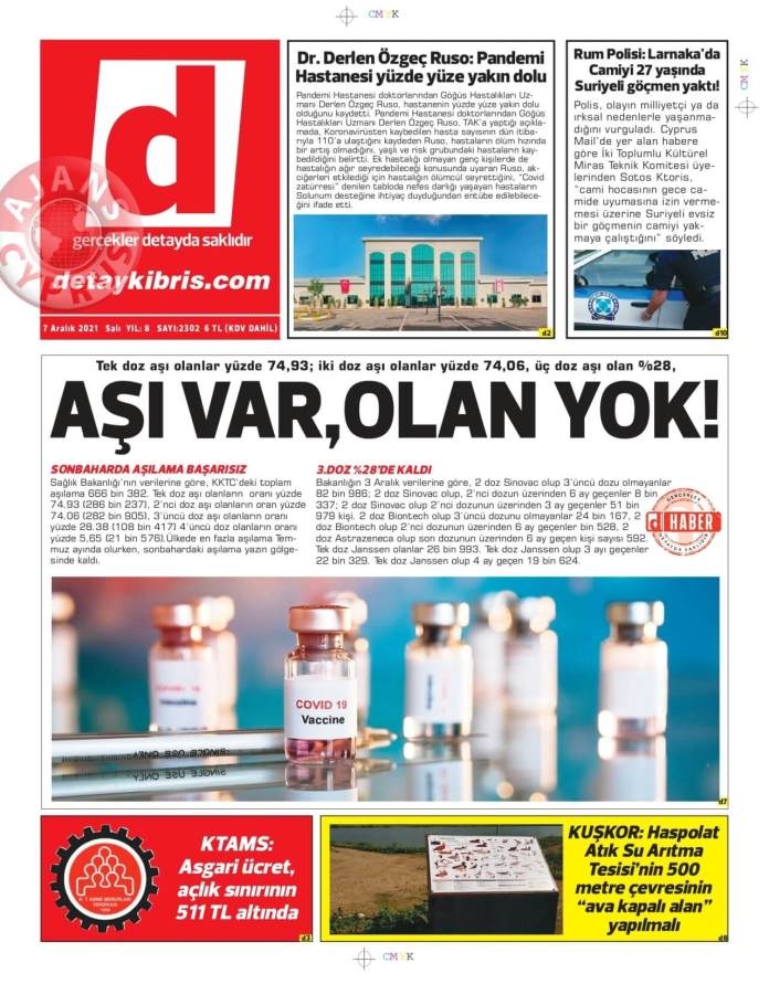 KKTC'de Gazeteler Bugün Ne Manşet Attı? (7 Aralık 2021) galerisi resim 6