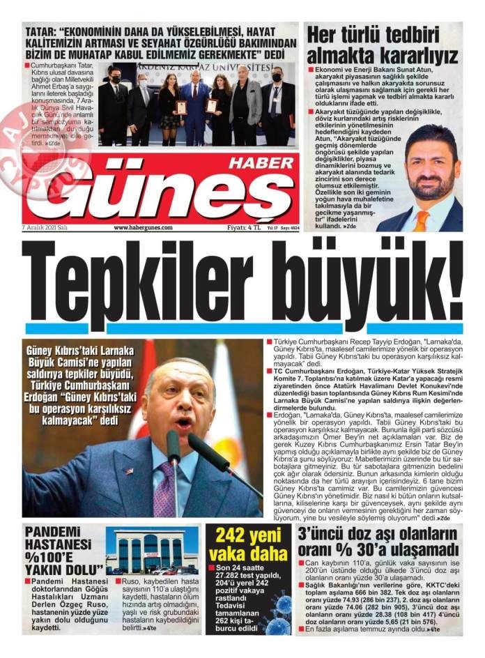 KKTC'de Gazeteler Bugün Ne Manşet Attı? (7 Aralık 2021) galerisi resim 8