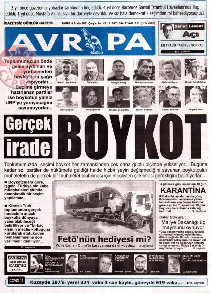 KKTC'de Gazeteler Bugün Ne Manşet Attı? (8 Aralık 2021) galerisi resim 3