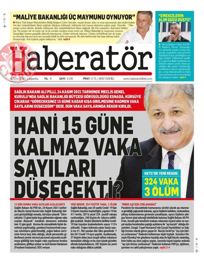 KKTC'de Gazeteler Bugün Ne Manşet Attı? (8 Aralık 2021) galerisi resim 4