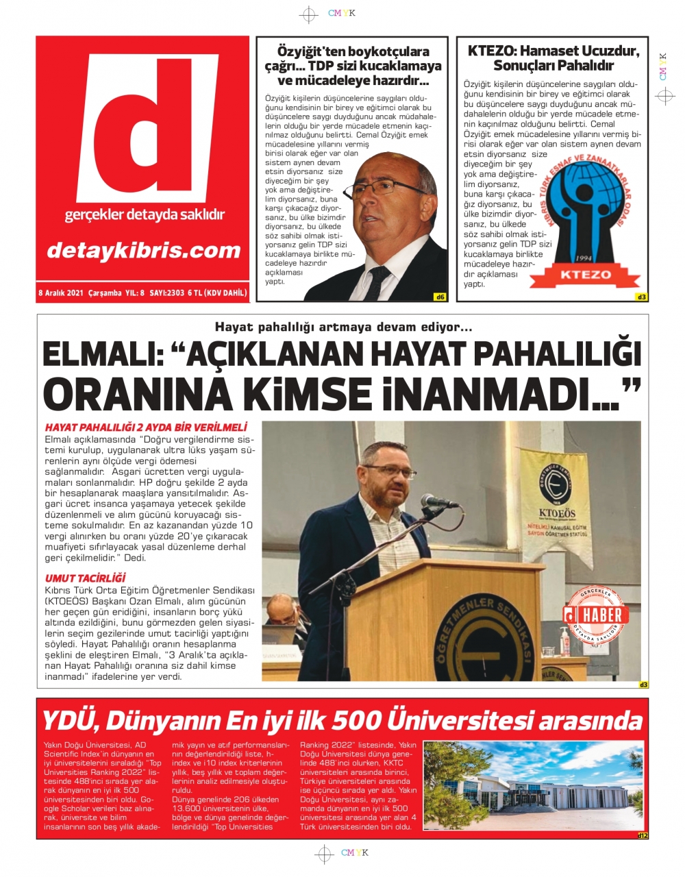 KKTC'de Gazeteler Bugün Ne Manşet Attı? (8 Aralık 2021) galerisi resim 5