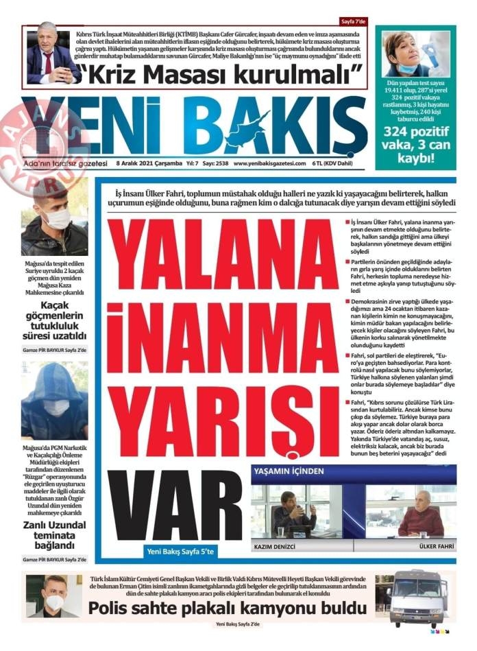 KKTC'de Gazeteler Bugün Ne Manşet Attı? (8 Aralık 2021) galerisi resim 9