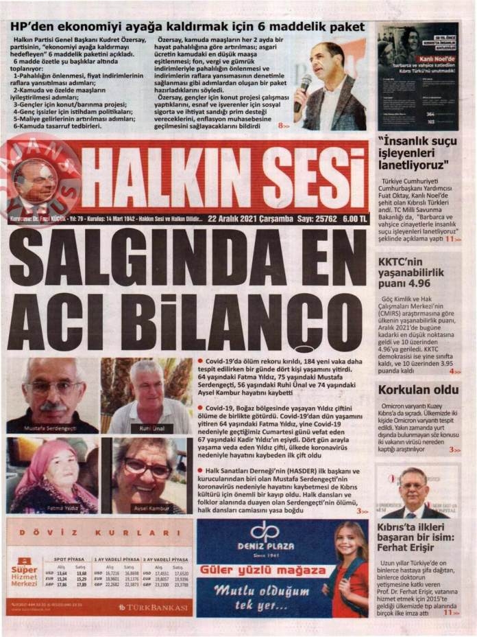 KKTC'de Gazeteler Bugün Ne Manşet Attı? 22 Aralık 2021 galerisi resim 1